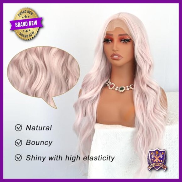 24 Inch Lace Front Wig Heat Resistant Synthetic Wavy Long Glueless main image 6
